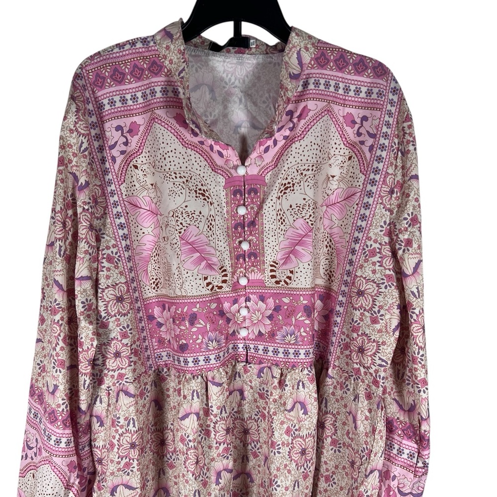 Sisjuly Floral Pink Women's Top Size XXL